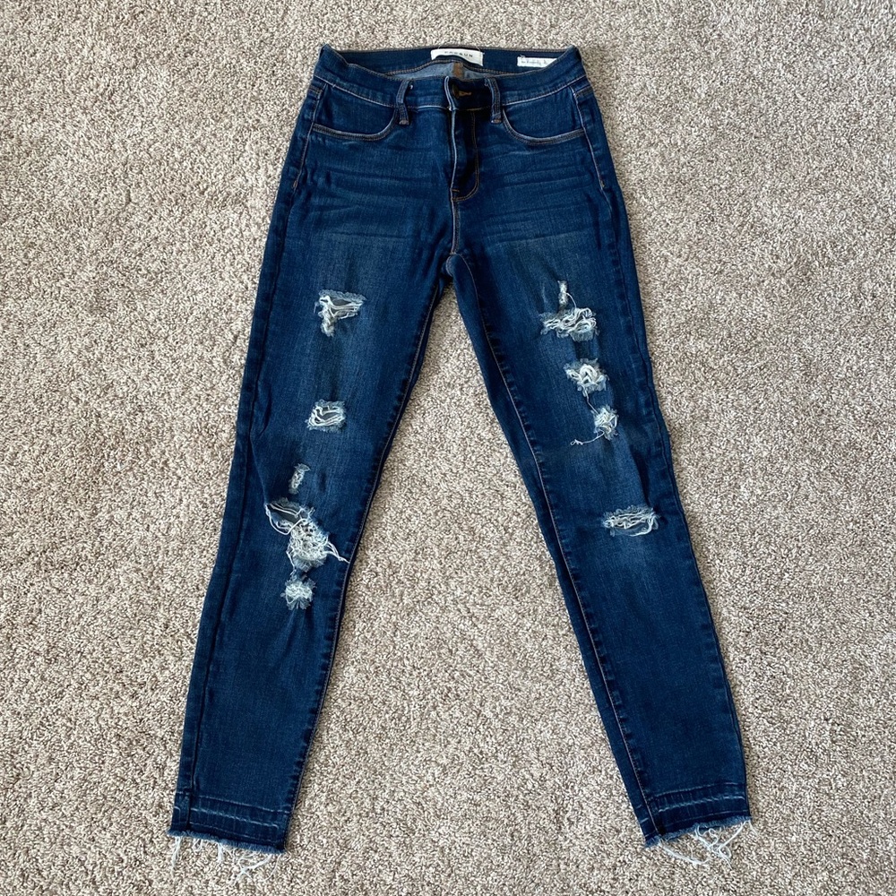 Women’s PacSun dark wash blue distressed skinny jean jeggings 24
